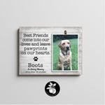 Pet Memorial Gift, Pet Loss Frame, Personalized Pet Memorial Frame, Dog Loss Frame, Pet Sympathy Gift, Pawprints on Our Hearts, Clip Frame
