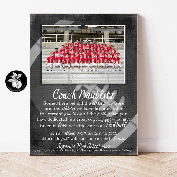 Personalized Football Coach Gift Ideas Picture Frame, Thank You Gifts for Coaches, End of Season Gift, Coach Retirement Gift, 9x12