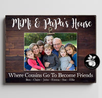 Personalized Grandparents Gift, Where Cousins Go To Become Friends, Picture Frame for Grandparents, Mother's or Father's Day Gift Clip Frame