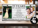 25th Anniversary Gift for Parents, Then and Now Picture Frame, Wedding Gift for Parents Silver Anniversary Double Picture Frame