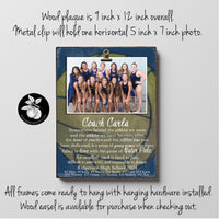 Personalized Water Polo Coach Gift Ideas Picture Frame, Thank You Gifts for Waterpolo Coaches, End of Season Gift, Coach Retirement Gift