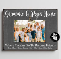 Personalized Grandparents Gift, Where Cousins Go To Become Friends, Picture Frame for Grandparents, Mother's or Father's Day Gift Clip Frame