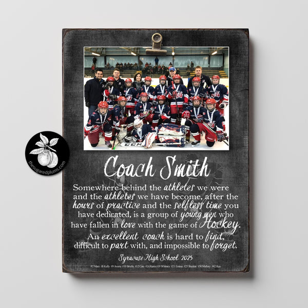 Personalized Hockey Coach Gift Ideas Picture Frame, Thank You Gifts for Coaches, End of Season Gift, Coach Retirement Gift, 9x12