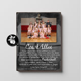 Personalized Girls Basketball Coach Gift Ideas Picture Frame, Thank You Gifts for Coaches, End of Season Gift, Coach Retirement Gift, 9x12