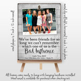 Girls Trip Personalized Picture Frame, Vacation Custom Frame, Bachelorette Weekend Souvenir, Girls Weekend Getaway Gift, Bad Influence Quote