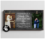 Diamond Wedding Anniversary Gift, Custom 60th Anniversary Frame for Parents, The Roots of a Family Tree Begin With The Love of Two Hearts