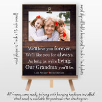 I'll Love You Forever Picture Frame, Gift for Grandma or Grandpa, Mother's Day Gift Ideas, Custom Baby Shower Present, Christmas Present