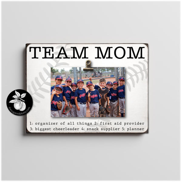 Personalized Baseball Team Mom Gift Ideas Picture Frame, Thank You Gifts for Team Mom, End of Season Gift, Team Mom Retirement Gift, 9x12