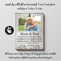 50th Anniversary Gifts for Parents Picture Frame, Golden Anniversary Gifts, Grandparents Wedding Anniversary Party, Clip Frame