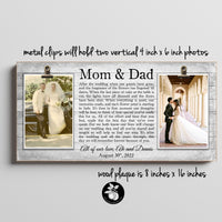 Parents Wedding Gift from Bride or Groom Picture Frame, Thank You Gift for In-Laws, After the Wedding, Clip Frame,