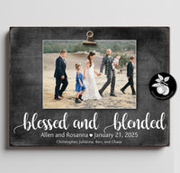 Blessed and Blended Wedding Sign, Blended Family Wedding Gift, Step family Signs, Blended Family Picture Frame, Unique Second Marriage Gifts