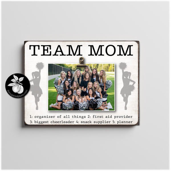 Personalized Cheer Team Mom Gift Ideas Picture Frame, Thank You Gifts for Team Mom, End of Season Gift, Team Mom Retirement Gift, 9x12