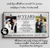 Personalized Then and Now Picture Frame, 40th Anniversary Gift, Ruby Anniversary, Gifts for parents, Custom Anniversary Frame, Double Frame