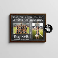 a picture frame with a picture of a girl's soccer team