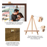 a picture of a couple standing next to a wooden easel
