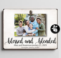 Blessed and Blended Wedding Sign, Blended Family Wedding Gift, Step family Signs, Blended Family Picture Frame, Unique Second Marriage Gifts