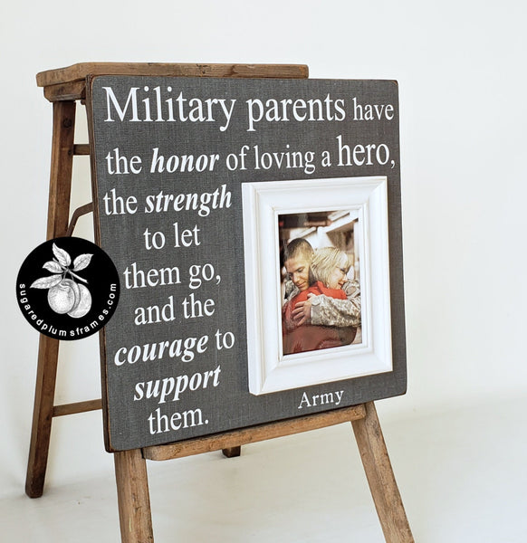 Military Parents Picture Frame, Deployment Gift For Mom and Dad, 16x16
