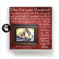 When God Created Grandparents, Unique Grandparent Gifts for Christmas, Personalized Picture Frame, Gift for Long Distance Grandparents, 16x16