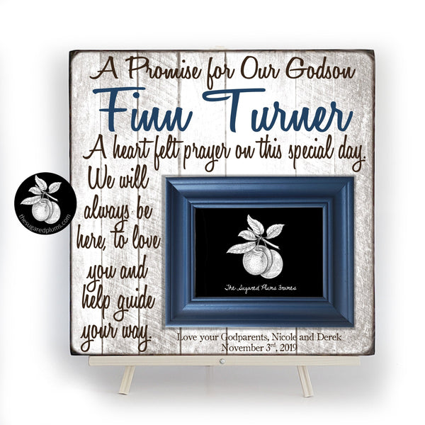 A Promise For Our Godchild, Baptism Gift Boy, Baptism Gift Girl, Godchild Gift, Godson Gift, Goddaughter Gift 16x16 The Sugared Plums Frames