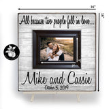 Personalized Engagement Gifts for Couple, All Because Two People Fell in Love Picture Frame, 16x16 The Sugared Plums Frames