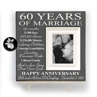 60th Anniversary Gifts, 50th Anniversary Gift for Parents, Diamond Anniversary Picture Frame, Family Established Wood Sign,16x16