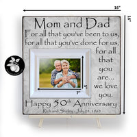 50th Anniversary Gifts for Parents Picture Frame, Golden Anniversary Gifts, 25th Anniversary Gift Ideas, Wedding Anniversary Party, 16x16