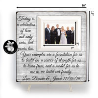 Wedding Gifts For Parents Picture Frame, Personalized Mother of the Bride Gift, Father of the Bride Gift, In-Laws Wedding Gift 16x16