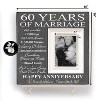 60th Anniversary Gifts, 50th Anniversary Gift for Parents, Diamond Anniversary Picture Frame, Family Established Wood Sign,16x16