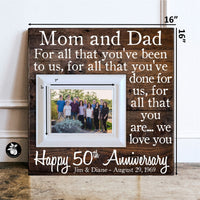 50th Wedding Anniversary Gifts for Parents Picture Frame, 25th Anniversary Gifts, Golden Anniversary Gifts, Gifts for Grandparents, 16x16