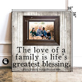 Established Sign with Picture Frame, Family Name Sign Wood, The love of a family is life's Greatest Blessing, Last Name Sign, Wedding Gift