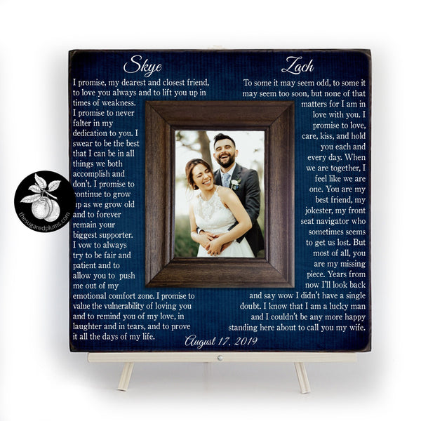 Wedding Vows, Unique 5th Anniversary Gift for Bride, Wedding Vow Art for Groom, Framed Wedding Vows, Valentines Day Gift Idea 16x16