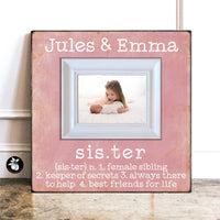 Personalized Big Sister Little Sister Gift, Sister Definition Frame, Rustic Baby Name Sign, Woodland Nursery Decor Girl, Kids Room, 16x16