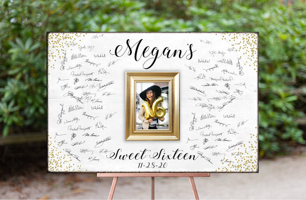 Sweet 16 Decoration Guest Book Alternative, Gold Sparkles, Sweet Sixteen Party Decorations, Welcome Sign Sweet 16, Quinceanera