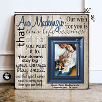 Our Wish For You Irish Blessing, Baptism Gift Boy Picture Frame, Catholic Godson Gift from Godparents, Personalized Picture Frame,  16x16