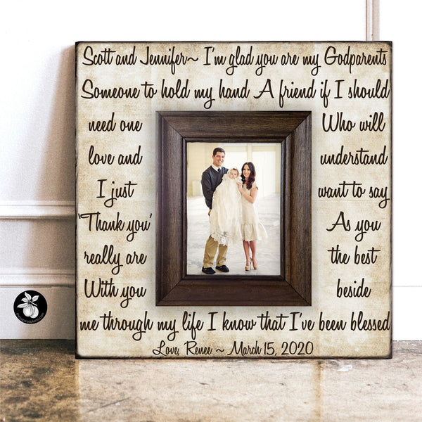 Baptism Gifts for Godparents Picture Frame, Christening Gift for Godmother or Godfather, I'm Glad You Are My Godparents, 16x16
