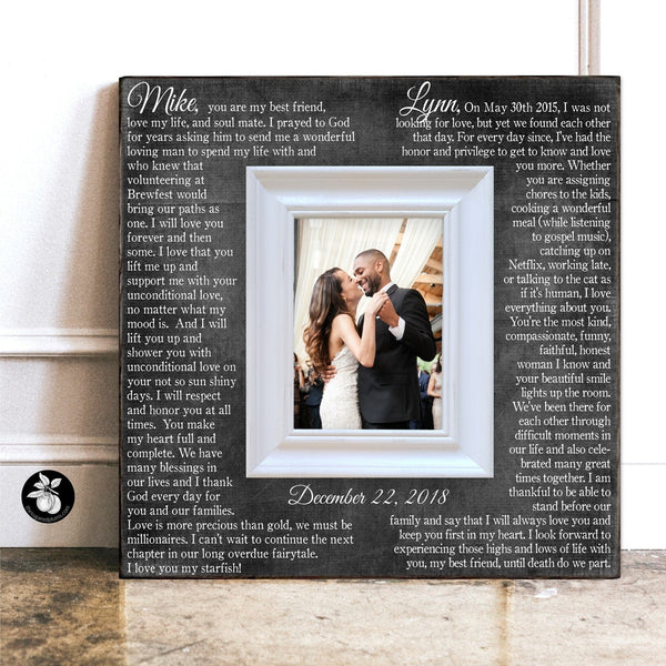 Personalized Wedding Vow Art Frame, Wood 5th Anniversary Gift for Husband or Wife, Wedding Vows Framed for Bride or Groom,16x16