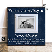 Personalized Big Brother Little Brother Gift, Brother Definition Frame, Rustic Baby Name Sign, Woodland Nursery Decor Boy, Kids Room, 16x16