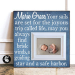 Baptism Gift Boy Picture Frame, Irish Blessing Print, Adoption Gifts, Nautical Nursery Decor, Baby Shower Gift Your Sails are Set, 16x16