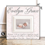 Personalized Goddaughter Gifts Picture Frame, Baptism Gift from Godmother and Godfather, Christening Gifts for Girls, Baby Name Sign, 16x16