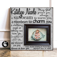 Irish Blessing Sign with Picture Frame, Goddaughter Gifts, Baby Name Sign Baptism Gift, Christening Gifts for Godson or Goddaughter 16x16