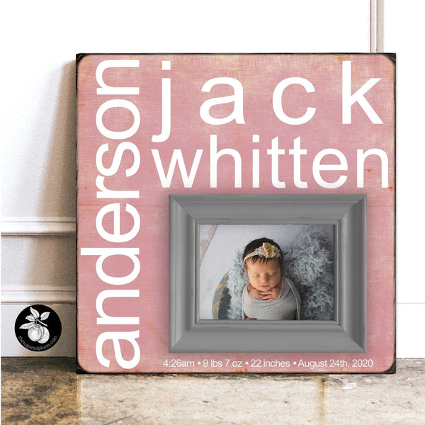 New Baby Girl Gift Personalized, Custom Birth Stats Frame, Girl Unique Nursery Art, Unisex Wall Decor, 16x16 The Sugared Plums Frames