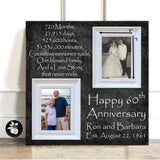 60th Anniversary Picture Frame, Unique 60th Anniversary Gift for parents, Then and Now Picture Frame, Grandparents Gift 20x20
