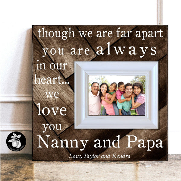 Though We Are Far Apart Picture Frame, Christmas Gift For Grandparents, Personalized Long Distance Gift From Grandchildren, 16x16