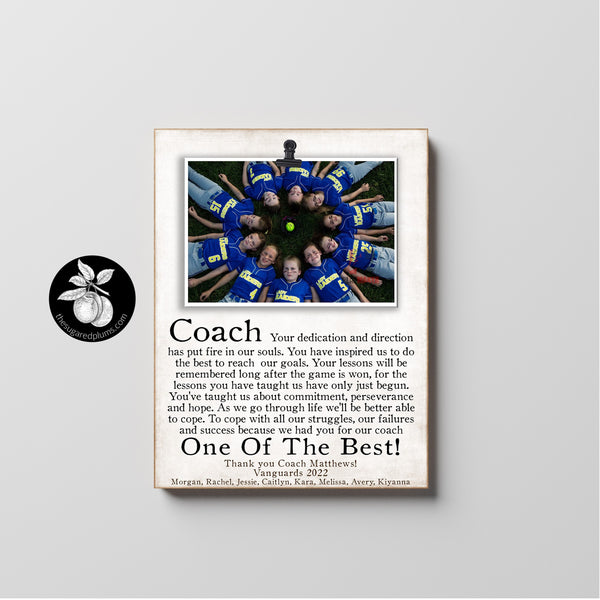 Personalized Softball Coach Gift Picture Frame, End of Season Gifts for Coaches, Retirement Gift Idea for Coach, One of the Best