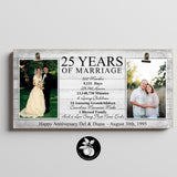 25th Anniversary Gift for Parents, Then and Now Picture Frame, Wedding Gift for Parents Silver Anniversary Double Picture Frame