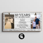 60th Anniversary Gift for Parents, Then and Now Picture Frame, Gift for Parents Diamond Anniversary, Double Picture Frame