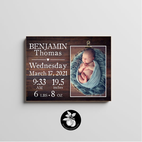 New Baby Boy Gift Personalized, Custom Birth Stats Frame, Boy Unique Nursery Art, Unisex Wall Decor, 9x12 The Sugared Plums Frames