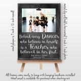 Personalized Dance Teacher Gifts Frame, Dance Recital Gift from Students, Ballet or Tap Teacher Appreciation Gift, Behind Every Dancer, 9x12