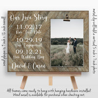 Personalized Wedding Gift for Couple, Custom Engagement Picture Frame, Then and Now Picture Frame, Our Love Story, Met Engaged Married