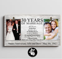 30th Anniversary Gift for Parents, Then and Now Picture Frame, Wedding Gift for Parents Pearl Anniversary Double Picture Frame